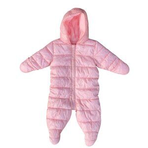 Old Navy Baby Polka Dot Quilted Snowsuit Sz 6-12mos Pink One-Piece Winter Girly